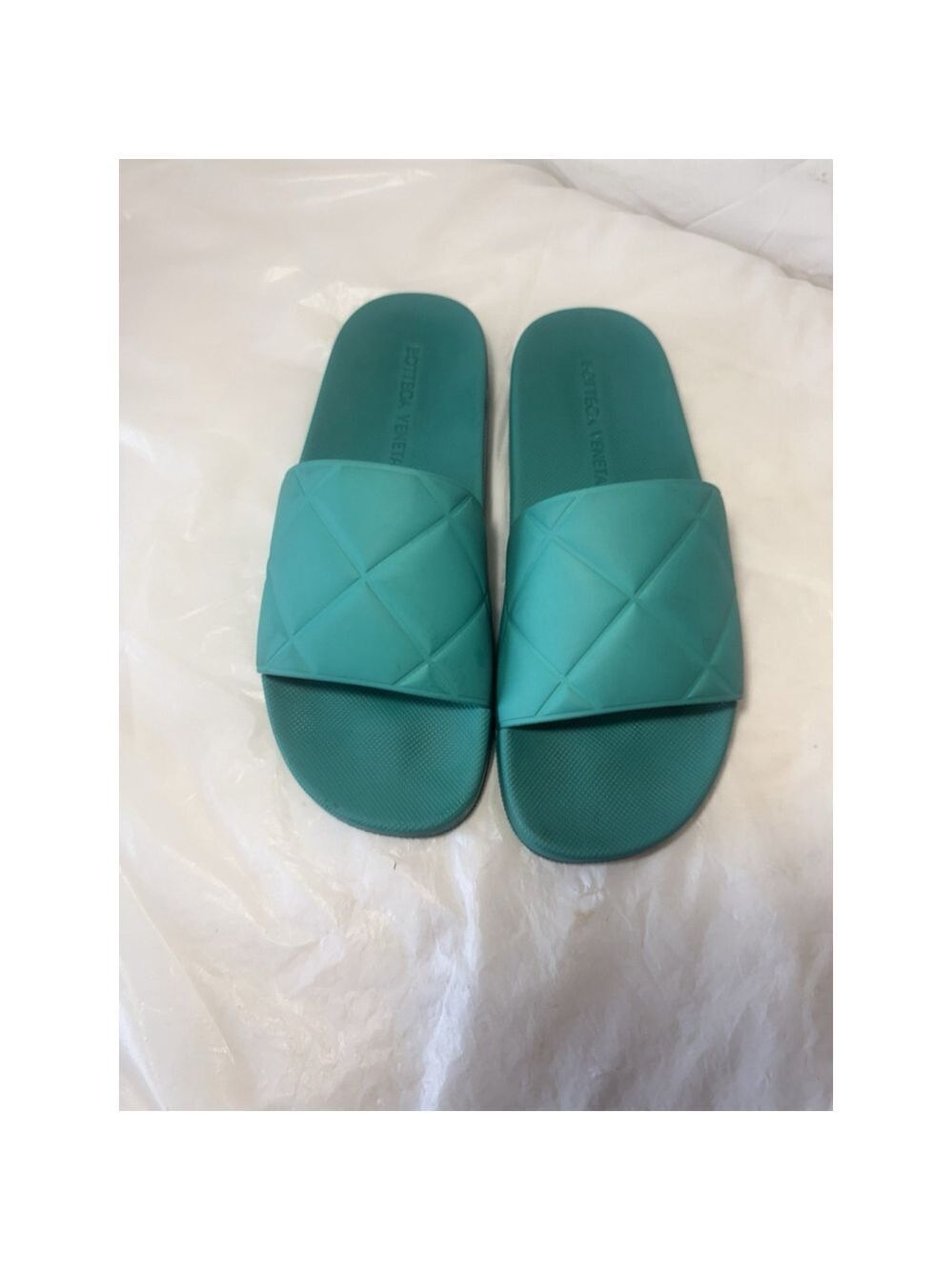 Bottega Veneta Womens Matt Rubber Green Slides Sandals 10 (40)